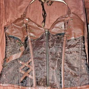 Plus size brown steampunk corset top size 3XL